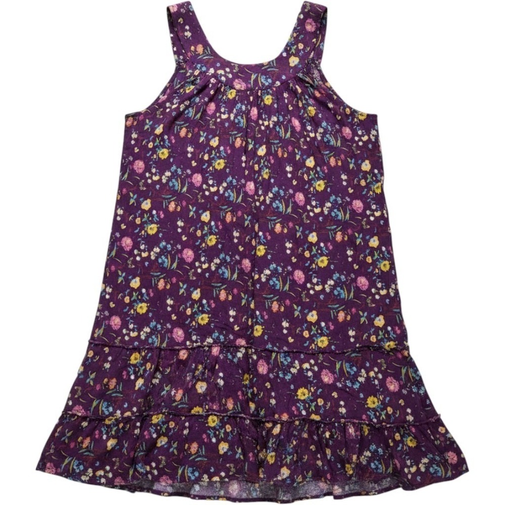 Anthony Richards Dress Women 1X Purple Floral Cotton Sleeveless Tiered Ruffle